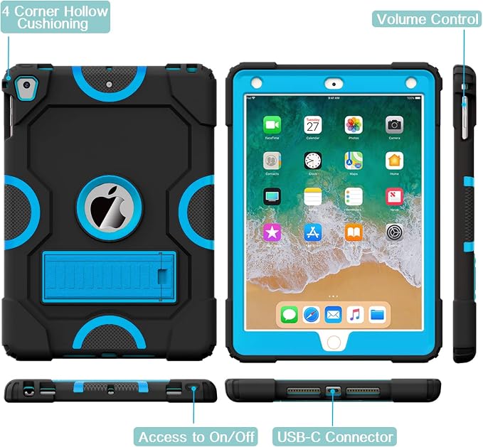 ZoneFoker Case for iPad 6th/5th Generation (9.7 Inch 2018/2017 Model) iPad Air 2 / 1st iPad Pro 9.7 Heavy Duty Shockproof Rugged Protective Case Alpine Green