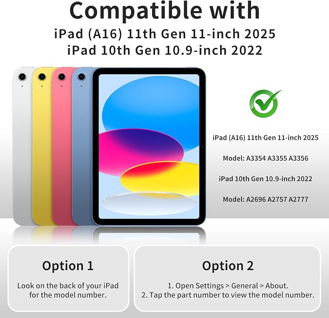 Detachable Case for iPad A16 11th Gen 11/10th Gen 10.9 Black | Slim Transparent Shell Back Soft Shockproof TPU Frame Without Pencil Holder Auto Sleep/Wake