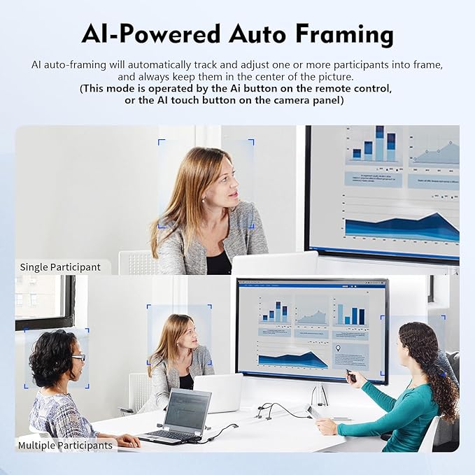 TOALLIN 4K Conference Room Webcam with Mic and Speaker, Ai Auto-Framing & Voice-Tracking, USB Video Bar, All-in-One Video Conference Camera for Online Meetings, Video Calls