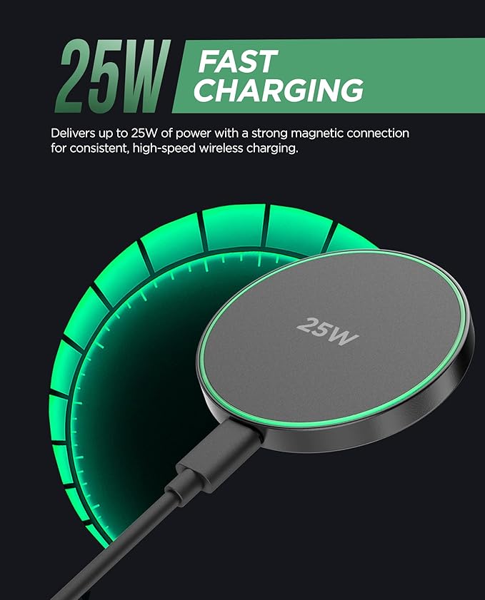 Galvanox Magnetic Wireless Charger for Samsung 25W Fast Charging Pad with 30W PPS USB-C Wall Adapter Removable USB-C Cable LED Charging Indicator Compatible with Galaxy S Series (10 Feet)