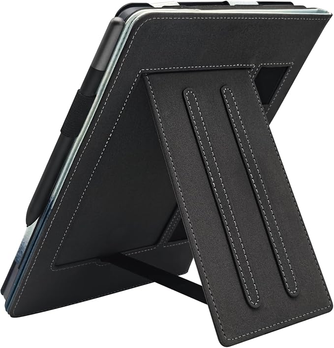 Hand Strap Case for 10.1 TCL TAB 10 Gen 4 (Model: 8483A) Tablet PU Leather Bidirectional Multi-Angle Stand Cover with Auto Sleep &amp Wake/Elastic Pen Holder (Black)