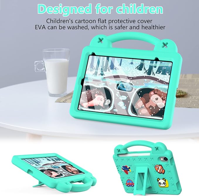 YRH for iPad mini A17 Pro Case 2024/iPad Mini 6 Kids Case 2021EVA Shockproof Cover for iPad mini 7th/6th Generation 8.3-inch with Stand Handle Strap Green