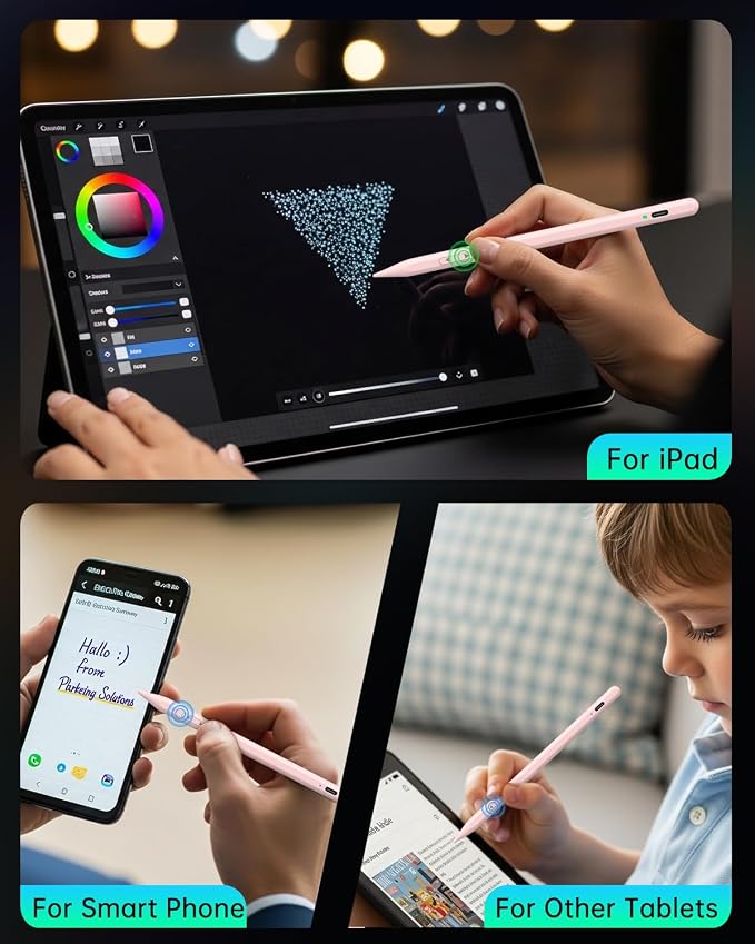 MEKO Universal Stylus Pen for Apple iPhone &amp Android &amp iPad 2X Fast Charge Active Stylus Pencil for All Touch Screen High Sensitivity Capacitive Stylus for Smartphone Apple Watch Tablet-Lihg