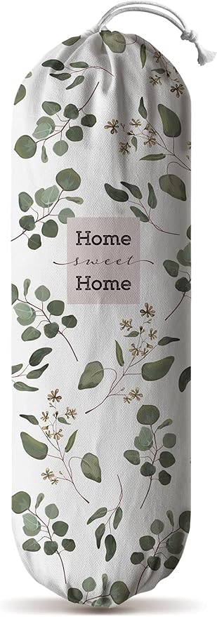 Hglian Grocery Bag Storage Dispenser,Eucalyptus Leaves Plastic Bag Holder,Garbage Shopping Trash bags Carrier Organizer,Farmhouse Sweet Home Kitchen Decor,Gifts for Women Grandma Mom