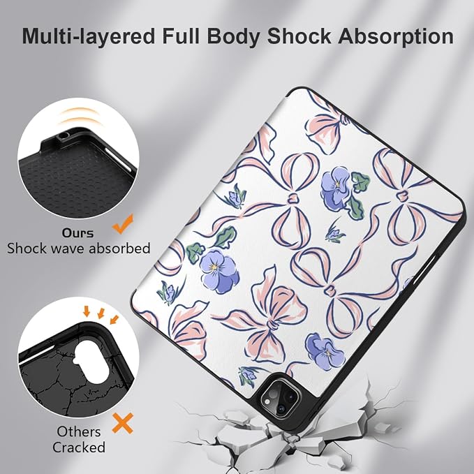 Case for iPad Pro 12.9 inch 6th Generation 2022 Built-in Pencil Holder + Trifold Stand + Auto Wake/Sleep + Protective Cover for iPad Pro 12.9 5th/4th/3rd Gen- Bear