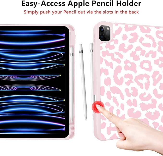 for iPad Pro 11 Inch Case 2022(4th Gen)/2021(3rd Gen)/2020(2nd Gen) with Pencil Holder TPU Shockproof Frame and Protective Leather Cover [Auto Sleep/Wake] Black Cow