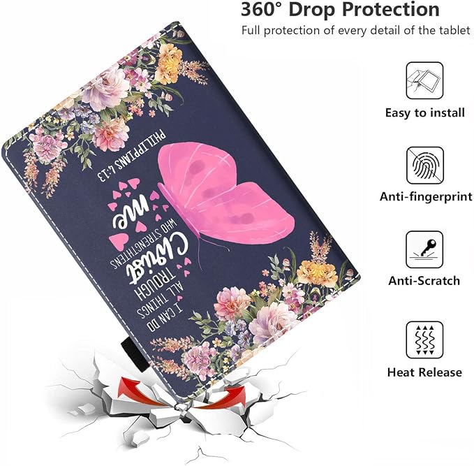 Case for Amazon Kindle Fire HD 10 Tablet 10.1 (9th/7th Generation 2019/2017 Release) - PU Leather Folio Case with Smart Auto Wake/Sleep African American Girl