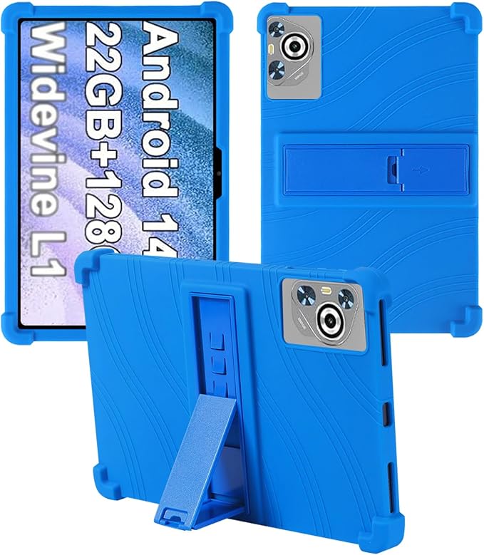 Case for Dghrti TAB30 2025 Android 14 Tablet 10.1 Inch，WUNIAK Shock Proof Lightweight Stand Rubber Shell Protective CoverKids Friendly Soft Silicone Adjustable Stand CoverBlack