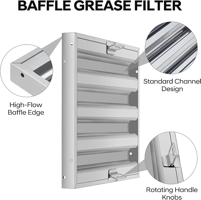 Hood Filters 19.5W x 24.5H Inch, 430 Stainless Steel, Commercial Kitchen Range