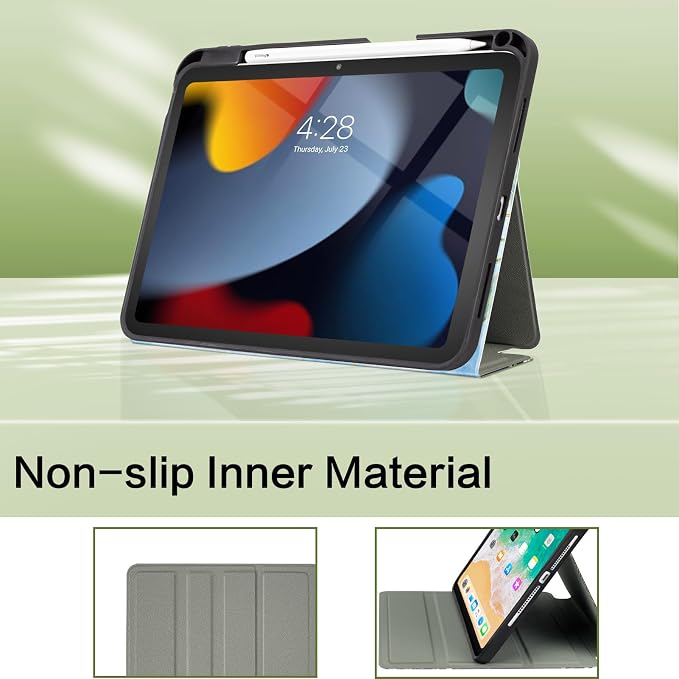Vimorco for iPad Air 11 Inch Case M4/M3/M2 iPad Air 5th/4th Gen 10.9 Inch Cases Multi Angle Case for iPad Pro 11 Inch 4th/3rd/2nd/1st Generation Pencil Holder&ampAuto Wake&ampFoldable Blue Flowe