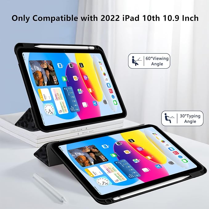Hybrid Slim Case for iPad 11th (A16) 11-inch 2025 / iPad 10th Generation 10.9-inch 2022 - Shockproof Cover with Clear Transparent Back Shell [Pencil Holder Auto Sleep/Wake] Blue Cow