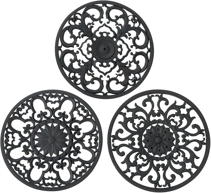 Extra Thick Silicone Trivet Mat for Hot Dishes, Hot Pots and Pans, Pot Holder, Hot Pad to Protect Your Table and Countertop, Kitchen Decor and Accessories,Navy Blue, Set of 3