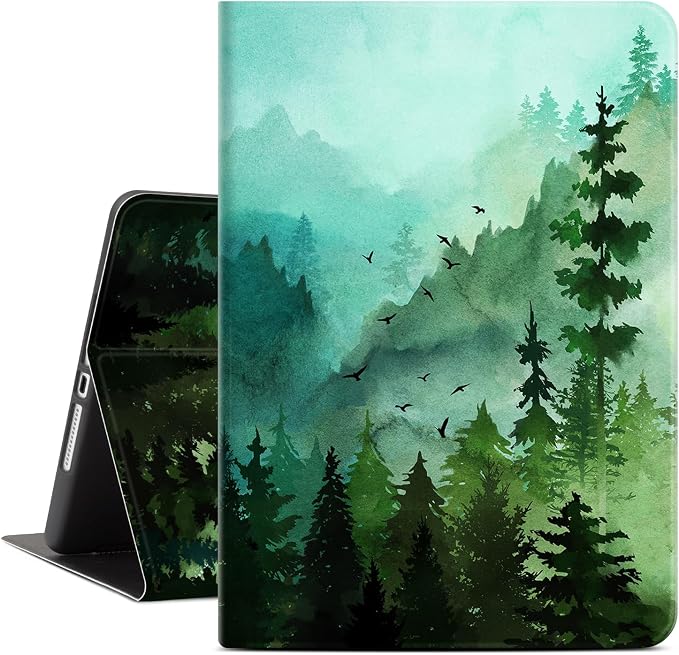 Lokigo Case for iPad 9th/8th/7th Gen 10.2 Air 3rd/Pro10.5 Aurora Forest | Protective Folio Soft Back Cover Pencil Holder for Teens/Students/Office Staffs 4 Angles Viewing Stand Auto Wake/Sleep