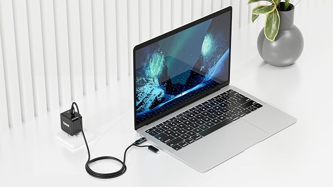 Tron 25W USB-C Power Adapter with 5FT 2-in-1 Digital Display Braided Cable – Fast Charging Solution for Home Office and Travel Use TR69