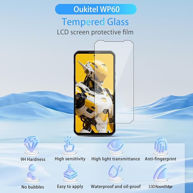 NOUKAJU [3pack] Screen Protector for Oukitel WP60 HD Tempered GlassScratch ResistantDurable and Drop-ProofTempered Glass Screen Protector for Oukitel WP60