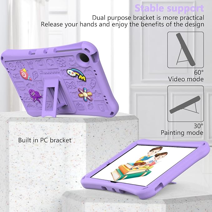 Case for iPad 10.2 Inch 2021/2020/2019/ iPad Pro 10.5 Inch/Air 3rd Gen (2019) Shoulder Strap Kickstand Children Friendly Anti-Scratch Shockproof Case Lightpurple