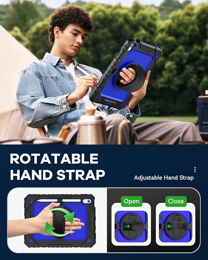 Cantis Case for iPad 9th/8th/7th Generation with Screen Protector iPad 10.2 Case 2021/2020/2019 with 360 Degree Rotating Stand/Shoulder Strap/Pencil Holder Alpine Green