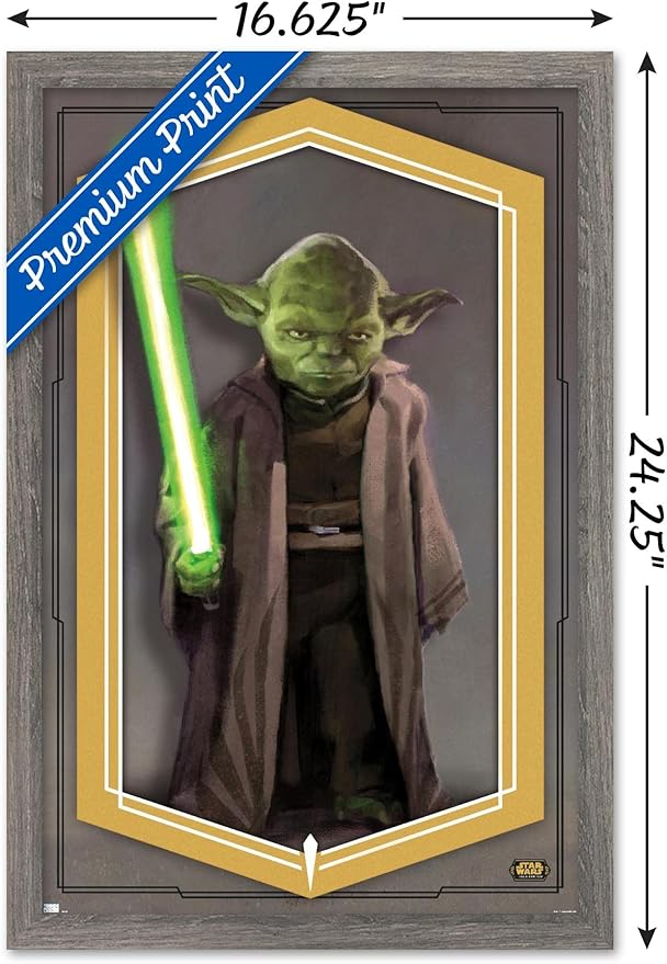 Trends International Star Wars: The High Republic - Yoda Wall Poster, 14.725" x 22.375", Barnwood Framed Version
