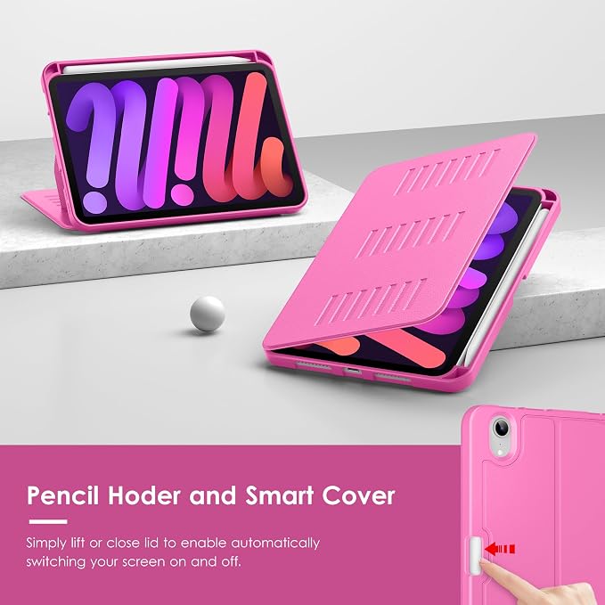 VIKESI Case for iPad mini 7 (A17 Pro) and iPad mini 6Multiple Angles Magnetic Stand CoverShockproof Soft BackPencil Holderand Auto Sleep/WakeBlack