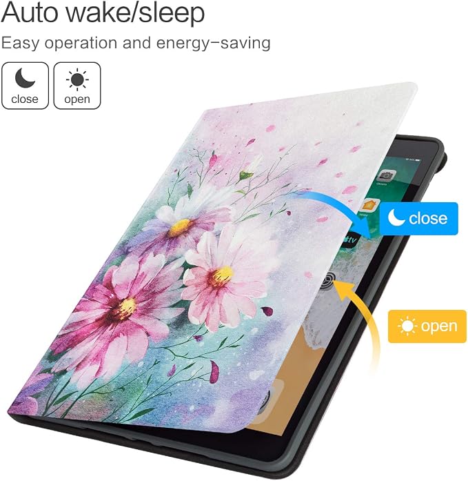 Vimorco for iPad 10.2 Case 9th Generation Cover Flower Cats for iPad 9th/8th/7th Generation Case Slim Soft Rubber Back Adjustable Stand Auto Wake/Sleep Smart Black Cat