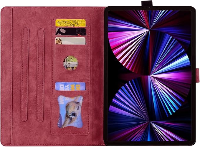 Case for Honor MagicPad 3 Pro 12.3 12.3 2026Multi-Angle Viewing PU Leather Folio Stand Cover with Pencil HolderShockproof Protective Case for Honor MagicPad 3 Pro 12.3 2026Rose Red