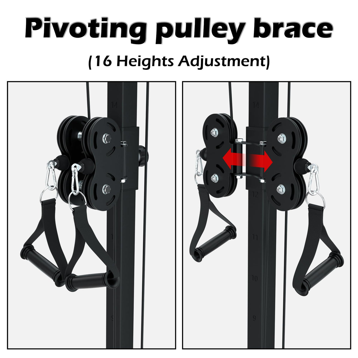 VIVITORY LAT Pull Down and Low Row Cable Machine - 16 Height Adjustable Pulley System for Full Body Workout, Maximum Weight Capacity 400lbs, Perfect for Home Gym, Includes Additional Handle