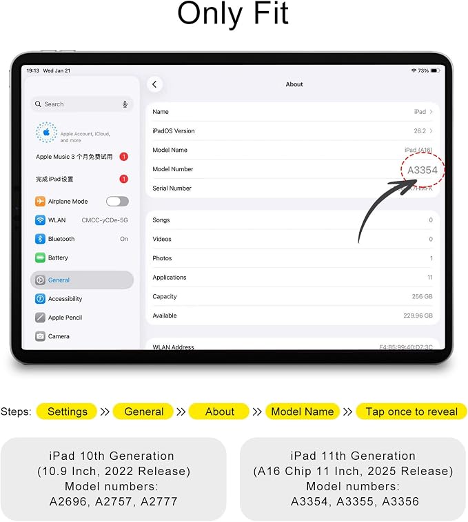 case for ipad 11th Generation11 Inch 2025 (A16 Chip) &amp 10th Gen 10.9 Inch 2022 - Slim Scratch-Resistant Hard PC Translucent Back Shell Smart Cover Wake/Sleep FunctionBlack Bow