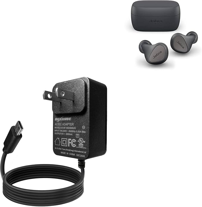 BoxWave Charger Compatible with Jabra Elite 3 - Wall Charger Direct (15W) Rapid Charge Your Device with Built-in 3ft Cable