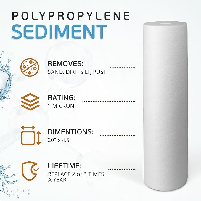 Ronaqua 20" x 4.5" Big Sediment Replacement Water Filter Cartridge, 1 Micron