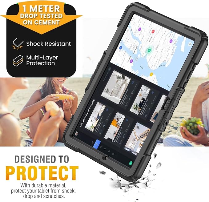 HXCASEAC Case for Samsung Galaxy Tab S6 Lite 10.4 inch Protective with Screen Protector/Hand Strap/S Pen Holder Shockproof S6 Lite Tablet Case 2024/2022/2020 SM-P610 SM-P613 SM-P620 - Black