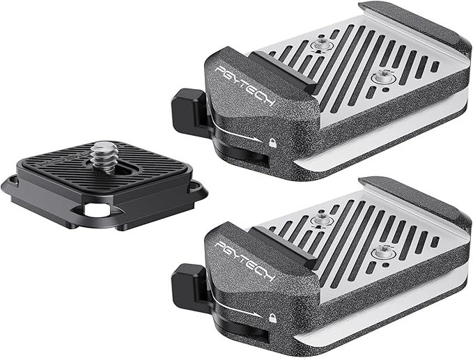 PGYTECH Quick Release Plate & Clamp V2 Kit, Arca Swiss Plate Camera Mount with 1/4" to 3/8" Screw Thread for Sony/Nikon/Fuji/DJI Switch Between Tripod/Monopod/Slider/Stabilizer(Two Clamps+Plate)