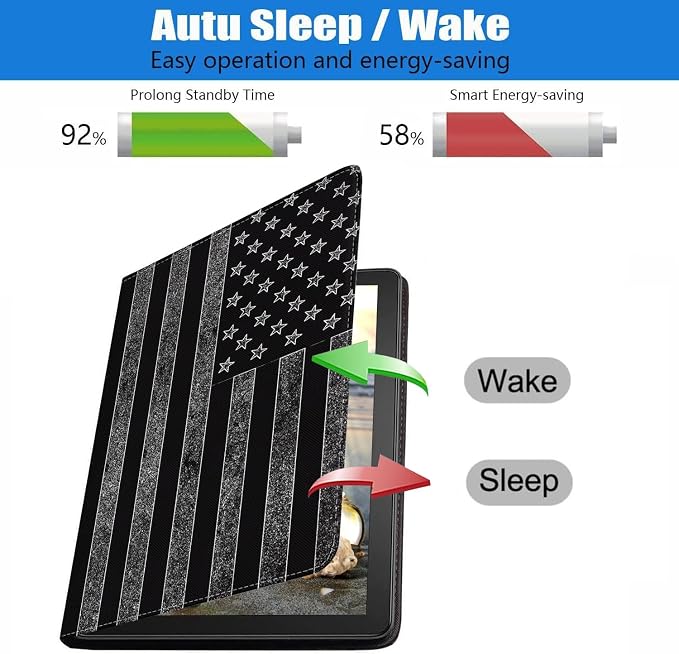 Case for Samsung Galaxy Tab S10 Lite 10.9/ S10 FE 10.9/ S9 FE 10.9/ S9 11 Slim PU Leather Stand Folio Cover with Auto Sleep Wake American Flag