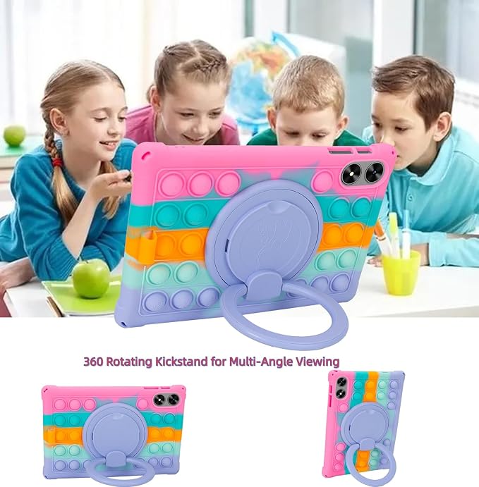 Silicone Tablet Case 360 Rotating Stand/Handle and Shoulder Strap Stylus Pen Soft Cover Compatible with Frameflow P10_ASHARECLOUD P10_T/P10C 10.1 inch Black