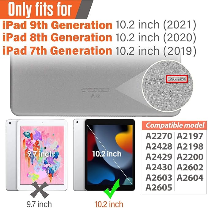 SUPLIK Kids Case for iPad 9th/8th/7th Generation -10.2 inch 2021/2020/2019 Built with Screen Protector Durable Shockproof Handle Stand Case for Apple iPad Gen 9/8/7 Black