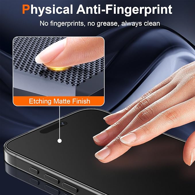 2 Pack Matte Privacy Screen Protector for iPhone 15 Pro Max 6.7-inch with Easy Installation Tool Anti Spy Anti Glare Tempered Glass Film Dynamic Island Compatible Case Friendly 9H Hardness