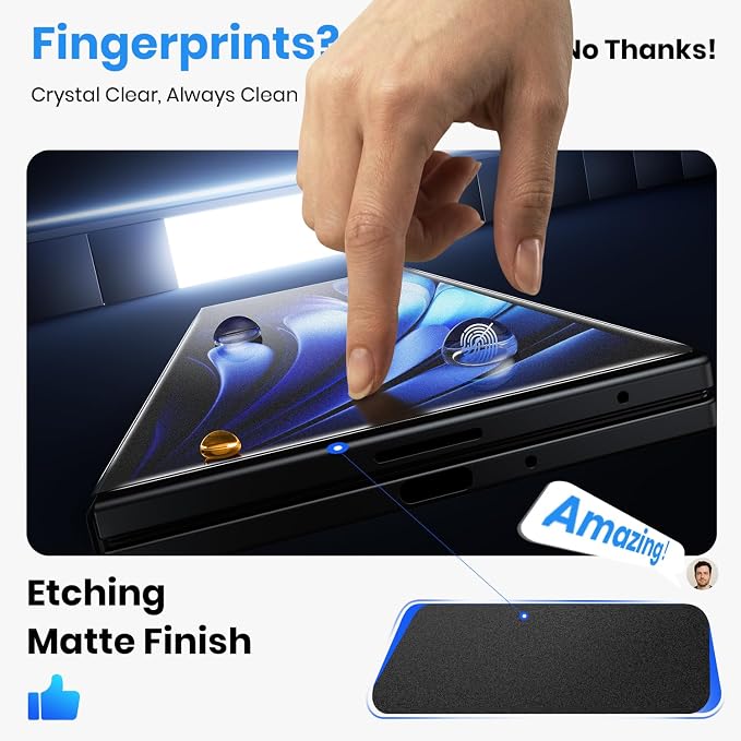 WSKEN Matte Screen Protector for Samsung Galaxy Z Fold 8 Ultra/Z Fold 7 | Anti-Glare Anti-Fingerprint Smooth as Silk Inside Flexible TPU Film + Front Tempered Glass With Auto Fit Case 2 Pack