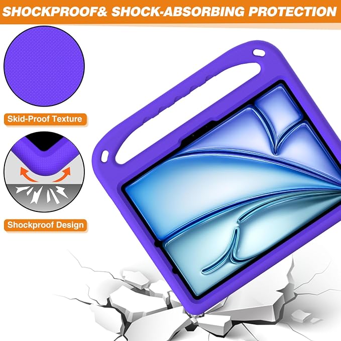 Dteck Kids Case for iPad 10.2 - Shockproof Rugged EVA Handle Stand Child Proof Case for iPad 9/8/7 Generation Black