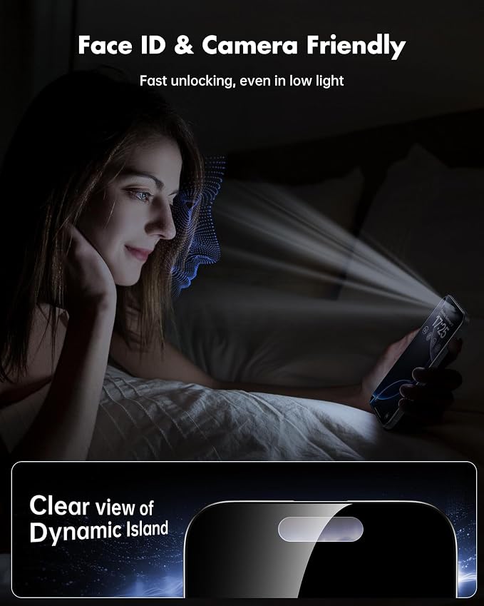 UNBREAKcable iPhone 15 Privacy Screen Protector 2-Pack Upgraded Dual-Tempered Glass + 2 Camera Lens Protectors 25° Anti-Spy Military-Grade 9H+ HD Clear Anti-Fingerprint 6.1 Inch