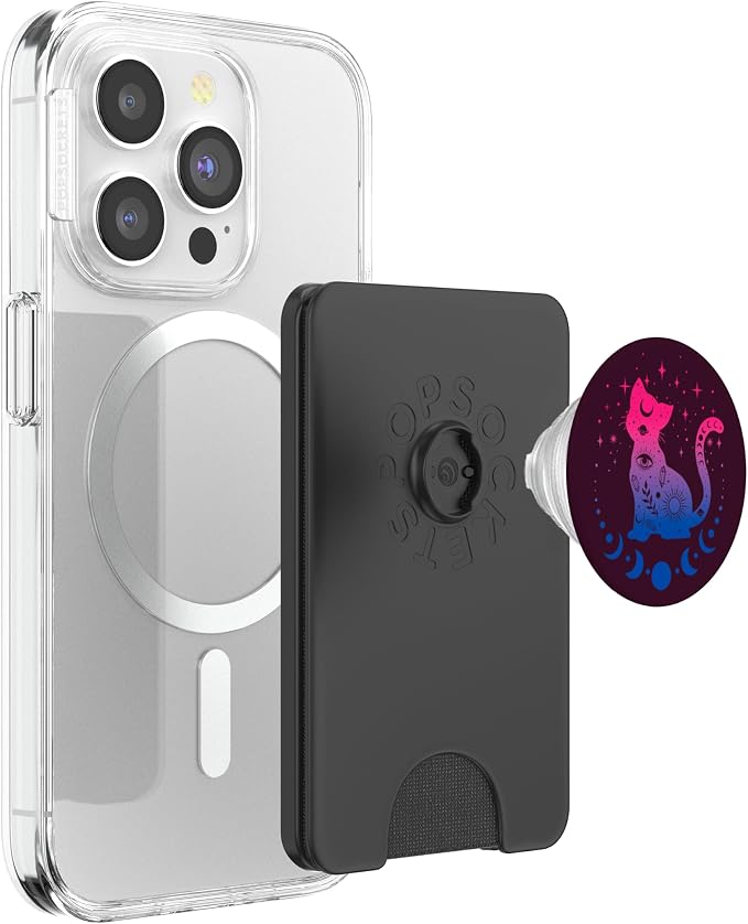 Celestial Bisexual Astrology Cat Colours of Bi Pride Flag PopSockets Adhesive PopGrip