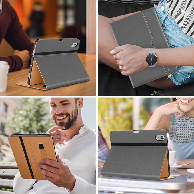 DTTO for iPad Air 11-inch Case M4/M3/M2 (2026/2025/2024) iPad Air 5th / 4th Generation (2022/2020) Premium Leather Business Folio Stand Cover with Pencil Holder - Auto Sleep/Wake Brown