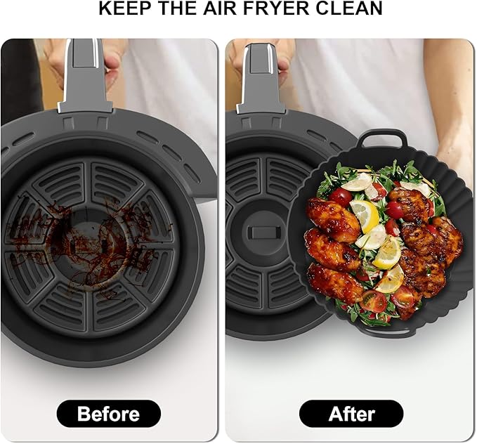 PINTAUR Round Silicone Air Fryer Liners 3 Pack 4-5.3QT for Ninja AF101/161