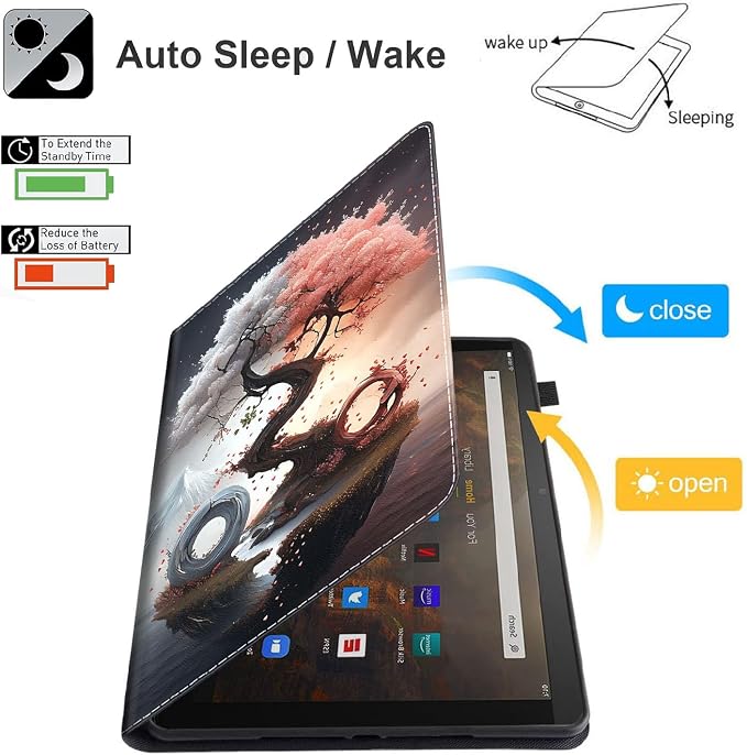 Case for Amazon Kindle Fire Max 11 Case (13th Gen 2023 Release) 11，Slim Fit Foldable Standing Cover Case with Auto Sleep/Wake for Fire 11 Max Tablet，Skull and Fire