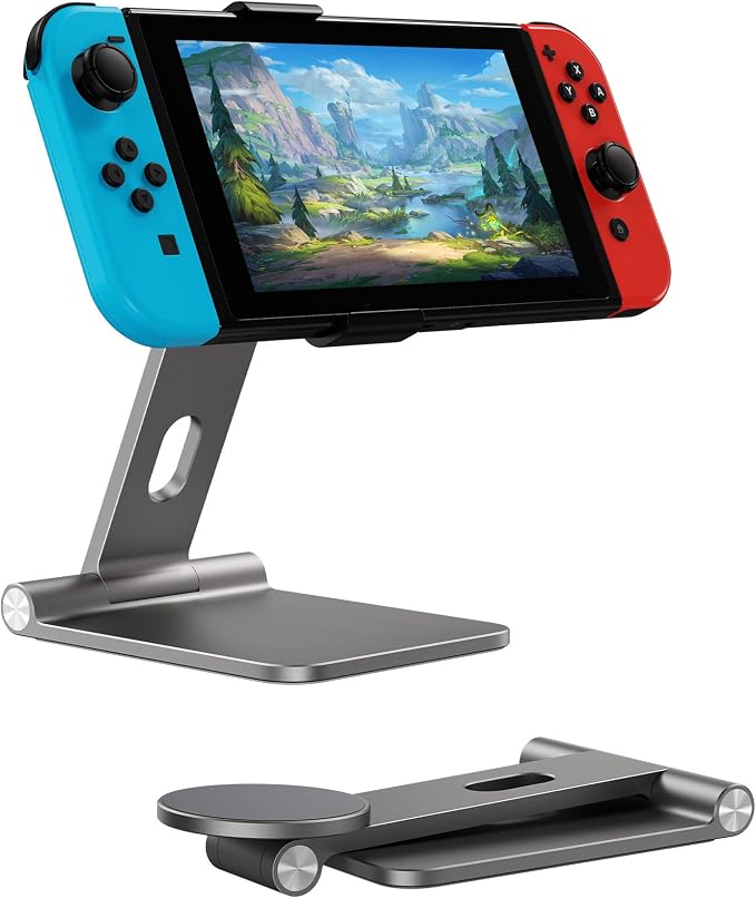 Foldable Magnetic Stand Holder for Nintendo Switch 2 iPhone | Aluminum Alloy Adjustable Design MagSafe-Compatible Portable Kickstand Mount Switch 2 Accessories for Desktop &amp Travel