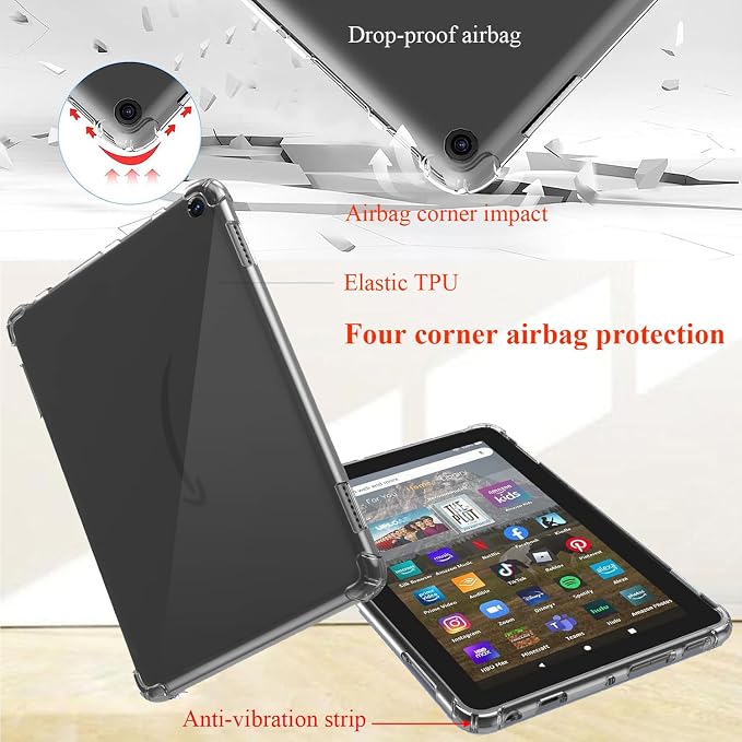 Clear Case for All-New Amazon Kindle Fire Max 11 Tablet (13th Generation 2023 Release) 11 Slim Lightweight Shell Transparent Soft TPU Back Shockproof Crystal Reinforced Corner Cover Clear