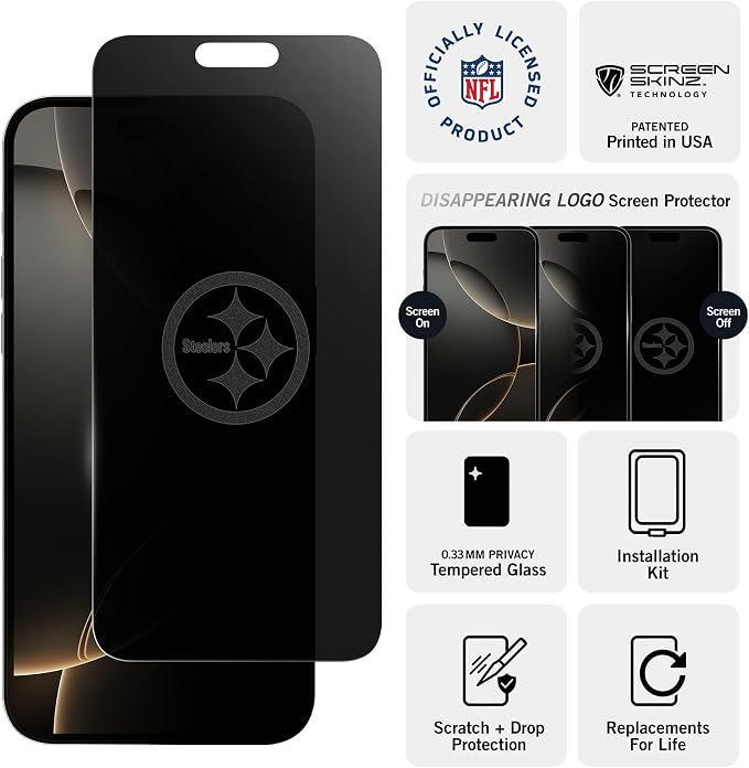NFL Arizona Cardinals Privacy Screen Protector As Seen on Shark Tank Tank for iPhone 17 w/ Disappearing Design - Scratch-Resistant Glass Protector - Easy-Install Screen Guard w/ Disappearing Design (I