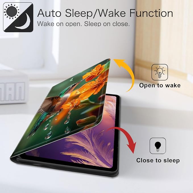 for iPad 11th Generation (A16 2025) 11 / iPad 10th Gen 10.9 2022 Case 360° Rotating PU Leather Stand Cover with Auto Sleep/Wake Shockproof TPU Backl Raccoon Perched