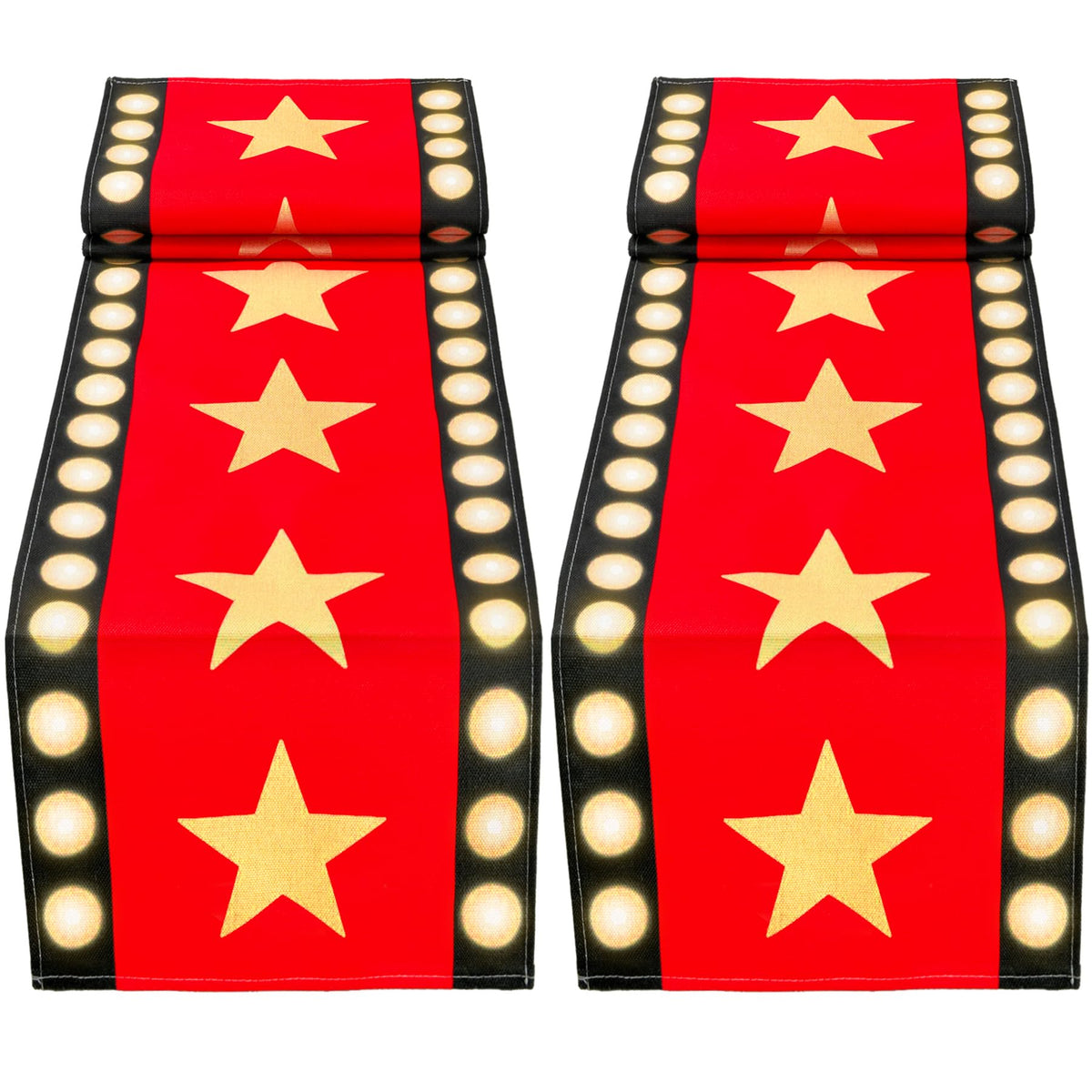 2 Pcs 13 x 72 Inch Movie Night Table Runner with Gold Star Design - Red Carpet Decoration for Birthday Party Supplies（red）