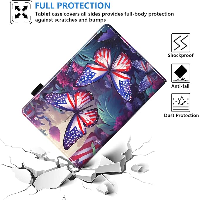 Case for Amazon Kindle Fire 7 Tablet (7 Display 12th Generation 2022 Release) Slim PU Leather Stand Folio Cover with Card Slot &amp Auto Wake Sleep Abstract Paint Butterfly