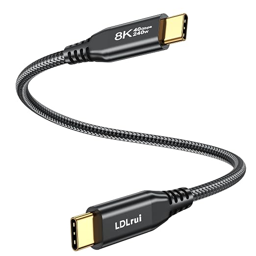 1.5FT Short 40Gbps USB C Data Transfer Cable [High-Speed Secure Stable] USB 4 Cable 8K USB C Video Cord 240W PD Fast Charging for MacBook Pro Lenovo HP Dell SanDisk Samsung T9 SSD