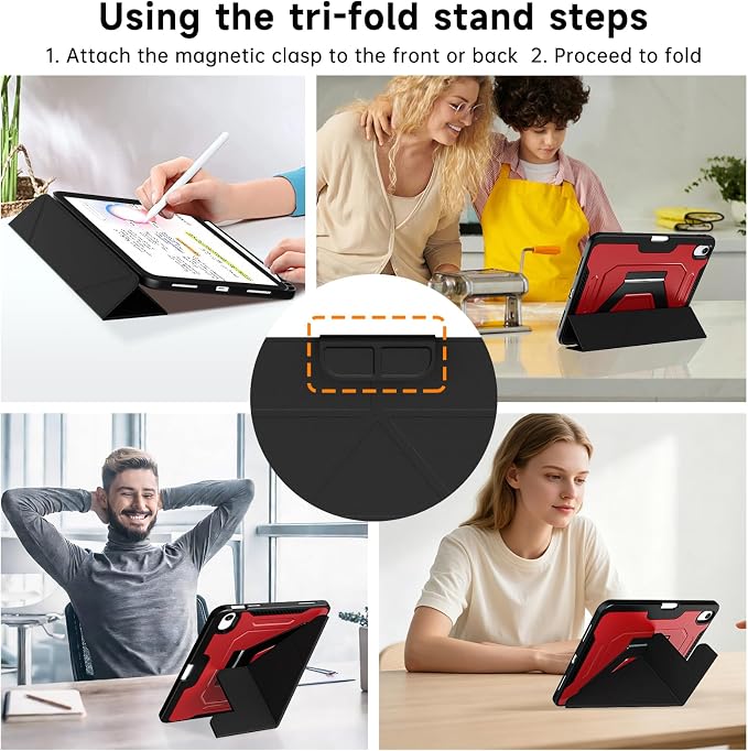 for ipad A16 Caseipad 11th/10th Generation Case 11Inch 2025/10.9 Inch 2022 | with Pencil HolderRemovable Magnetic &amp Trifold Leather Stand CoverMulti-Angle VewingAuto Sleep/Wake (Black)